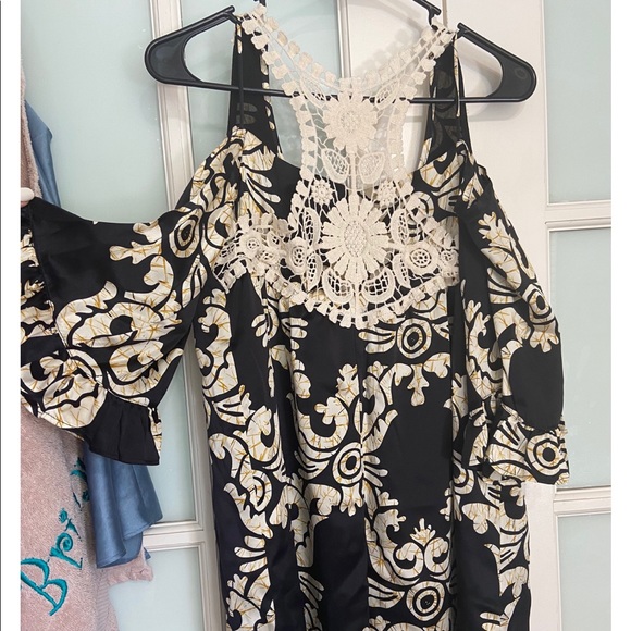 VINTAGE Silk Dress W Lace Back - Picture 2 of 4